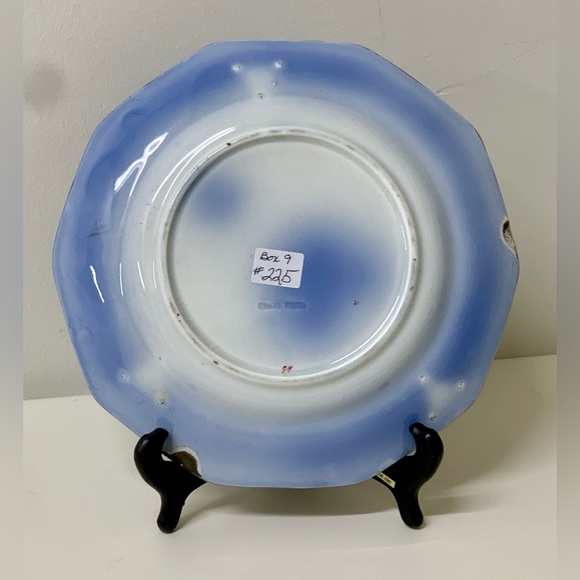 19th Century Gaudy Ironstone 10 Sided Flow Blue "Pearl White" Impressed Plate - Picture 3 of 13